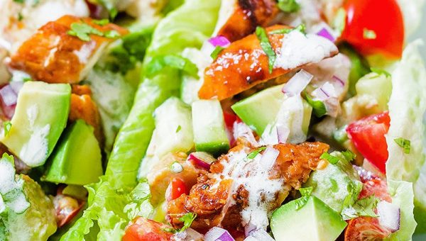 Chipotle Chicken Lettuce Wraps - #recipe by #eatwell101 - https://www.eatwell101.com/chicken-lettuce-wraps-recipe
