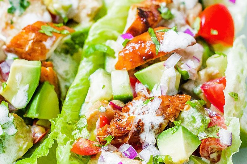 Chipotle Chicken Lettuce Wraps - #recipe by #eatwell101 - https://www.eatwell101.com/chicken-lettuce-wraps-recipe