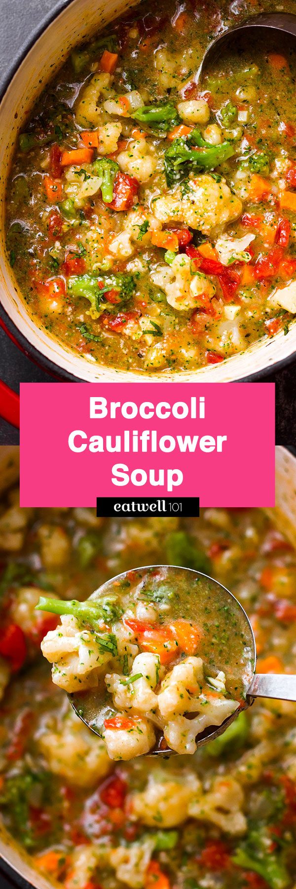 Broccoli Cauliflower Soup Recipe — #eatwell101 #recipe A super nutritious #soup #recipe ready in 15 minutes. #Paleo #low-carb #whole30 #gluten-free friendly!