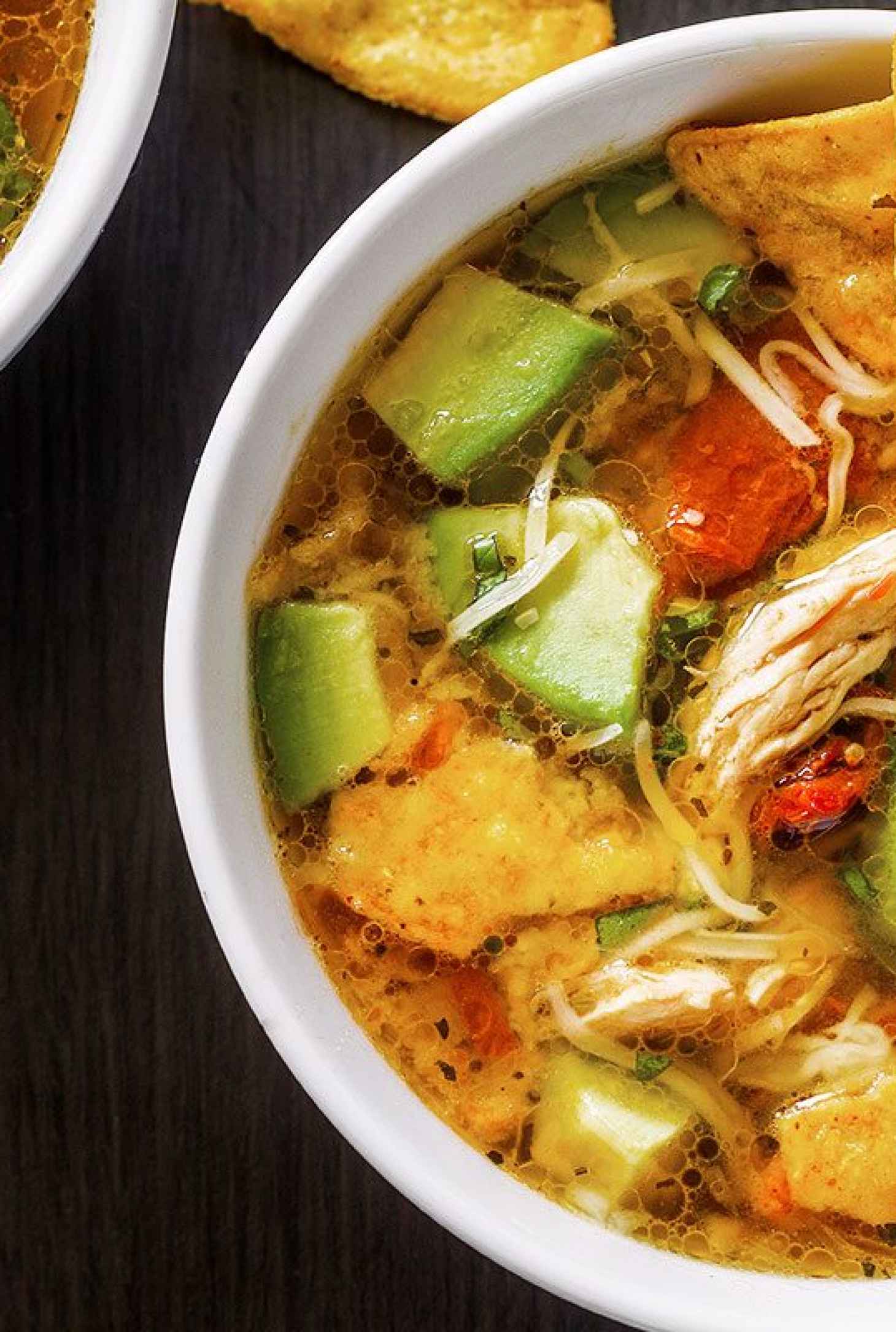 Sun-Dried Tomato Chicken Tortilla Soup - #recipe by #eatwell101 - https://www.eatwell101.com/slow-cooker-chicken-tortilla-soup