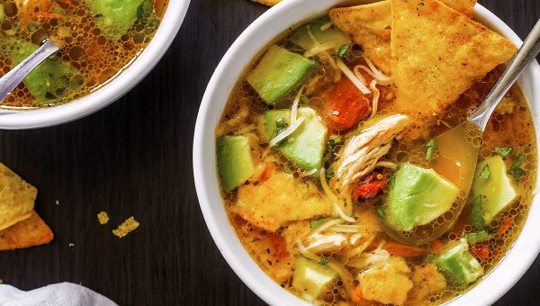 Sun-Dried Tomato Chicken Tortilla Soup - #recipe by #eatwell101 - https://www.eatwell101.com/slow-cooker-chicken-tortilla-soup
