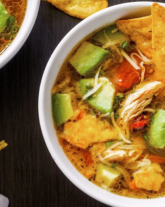 Sun-Dried Tomato Chicken Tortilla Soup - #recipe by #eatwell101 - https://www.eatwell101.com/slow-cooker-chicken-tortilla-soup