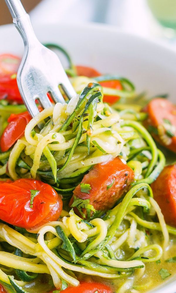 One-Pot Smoked Sausage and Zucchini Noodles