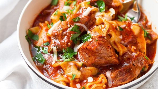 Instant Pot Beef Pasta Soup - #recipe by #eatwell101 - https://www.eatwell101.com/instant-pot-beef-pasta-soup