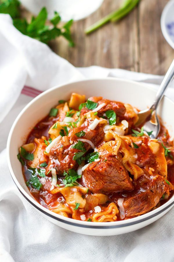 Instant Pot Beef Pasta Soup - #recipe by #eatwell101 - https://www.eatwell101.com/instant-pot-beef-pasta-soup