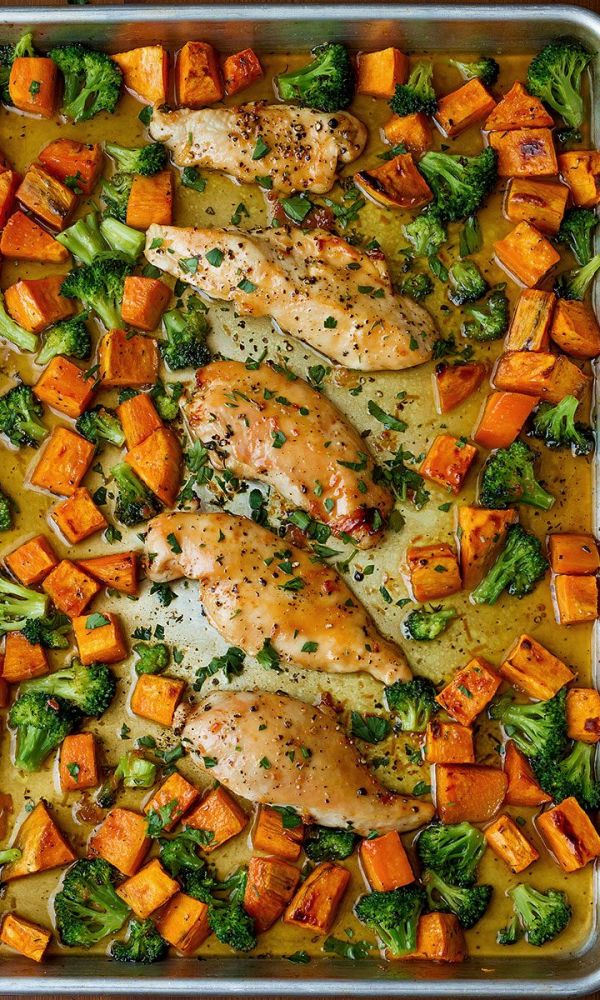 Sheet-Pan Maple-Glazed Chicken with Sweet Potatoes