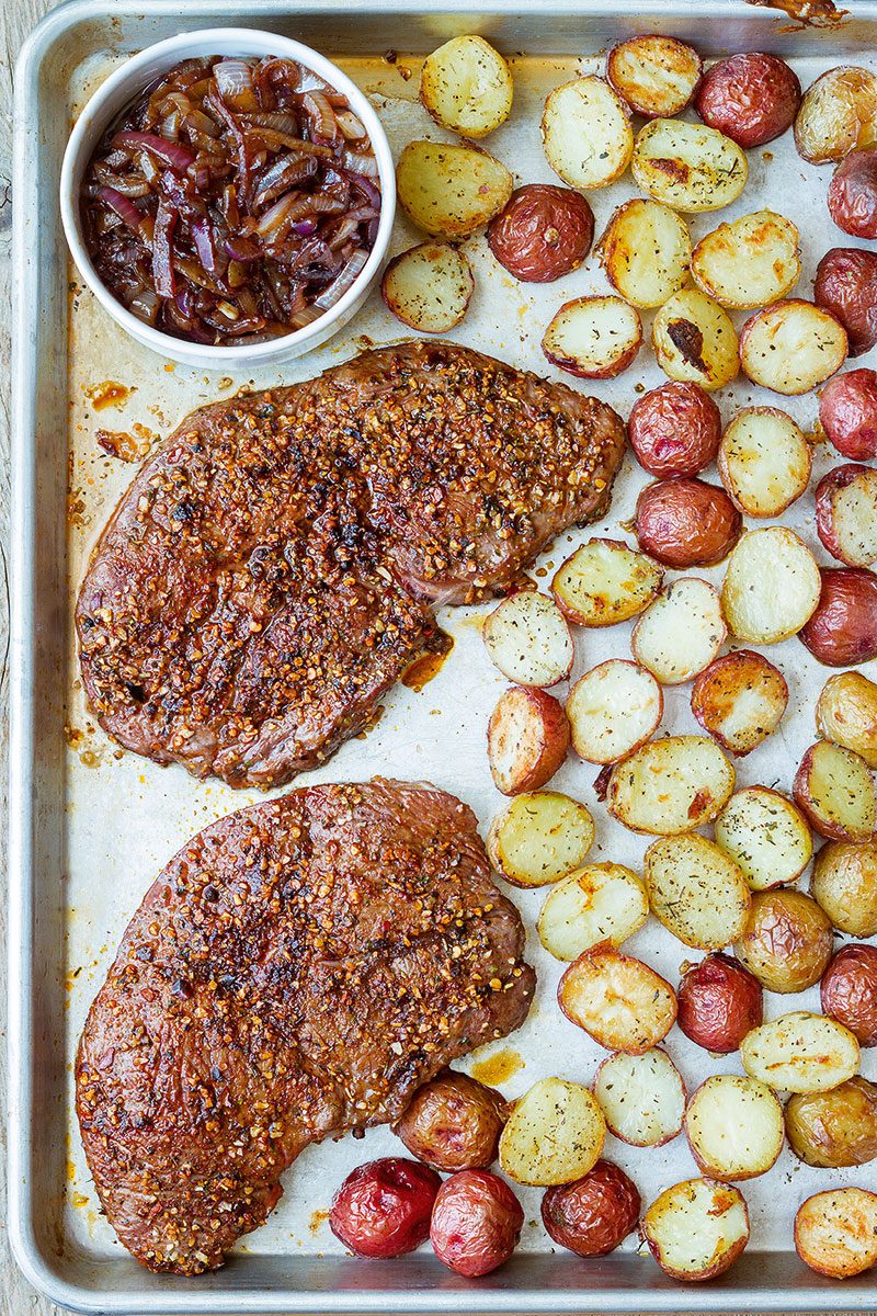 Steak Sheet Pan Dinner / Sheet Pan Marinated Steak Tips with Veggies - Lexi's Clean ... - Meanwhile, salt and pepper the steaks on both sides.
