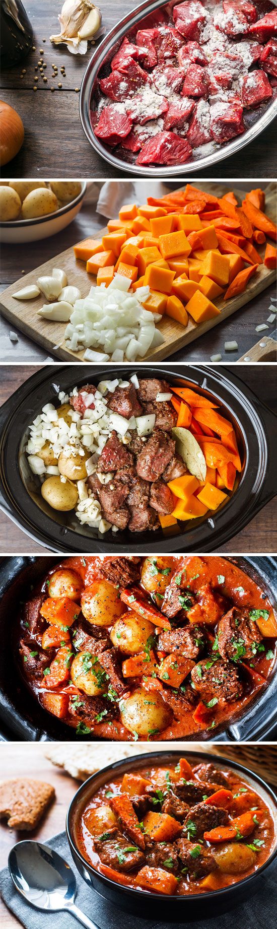 Slow Cooker Beef Stew Recipe with Butternut, Carrot and Potatoes