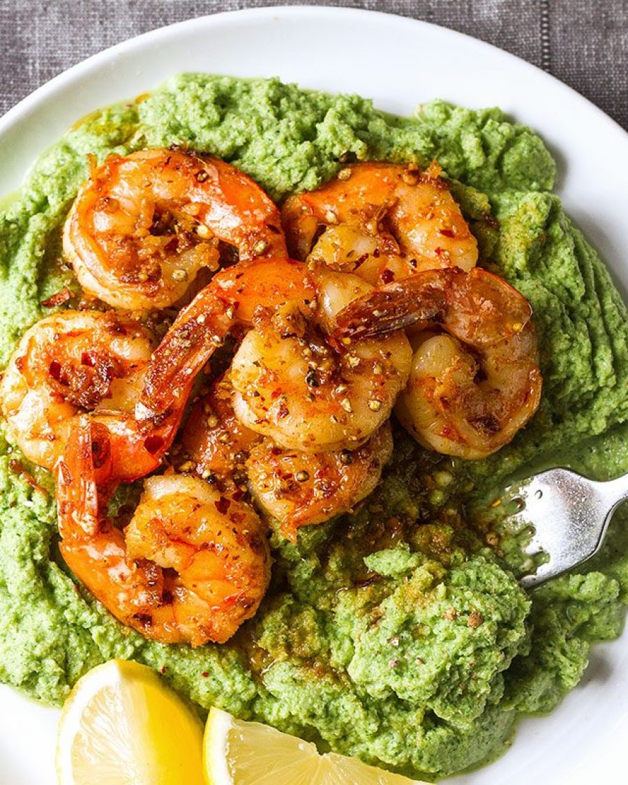 Spicy Shrimp and Broccoli Mash - #recipe by #eatwell101 - https://www.eatwell101.com/spicy-shrimp-recipe-broccoli-mash