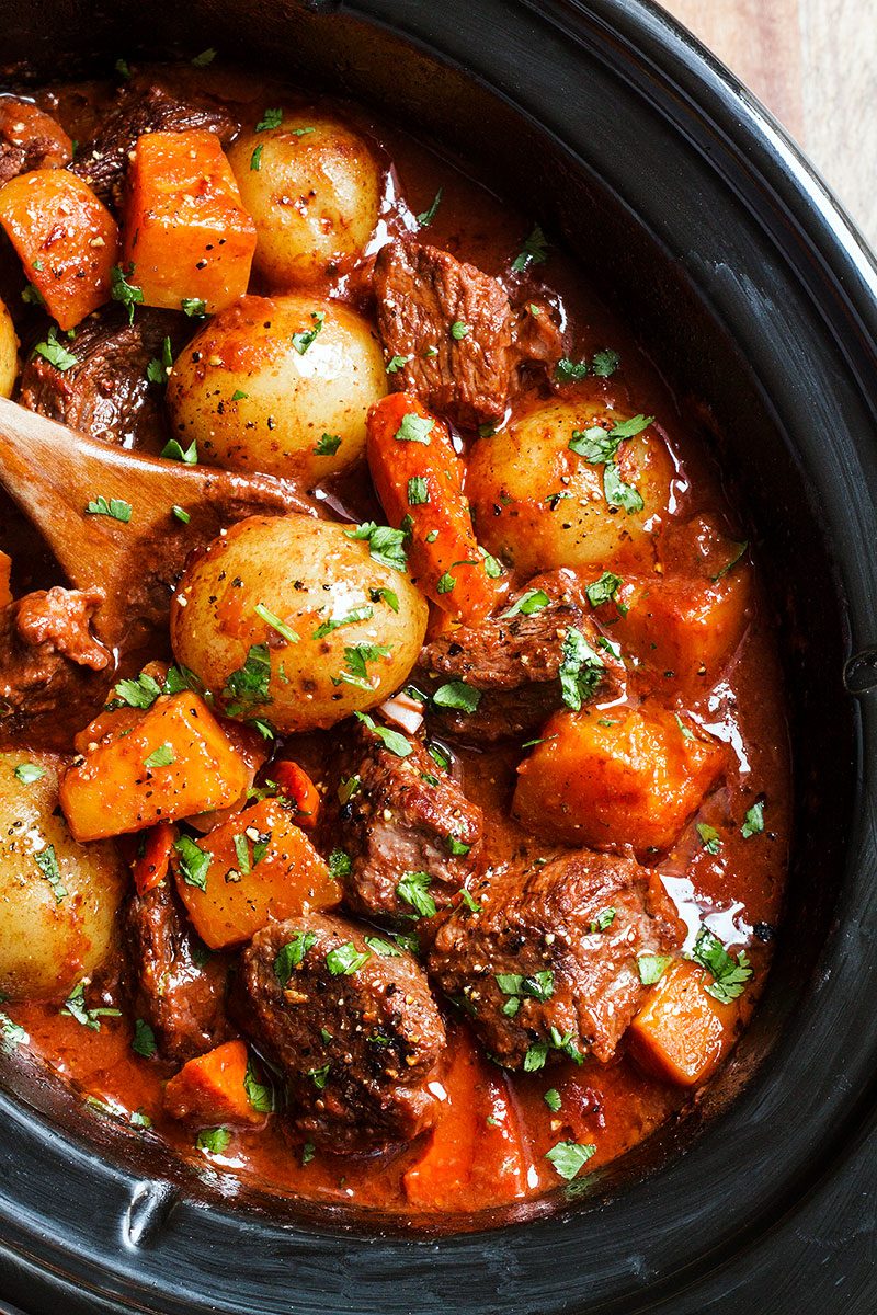 Slow Cooker Beef Stew Recipe with Butternut, Carrot and