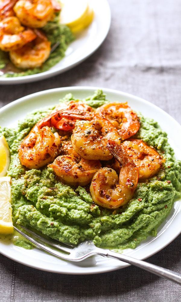 Spicy Garlic Shrimp with Broccoli Mash