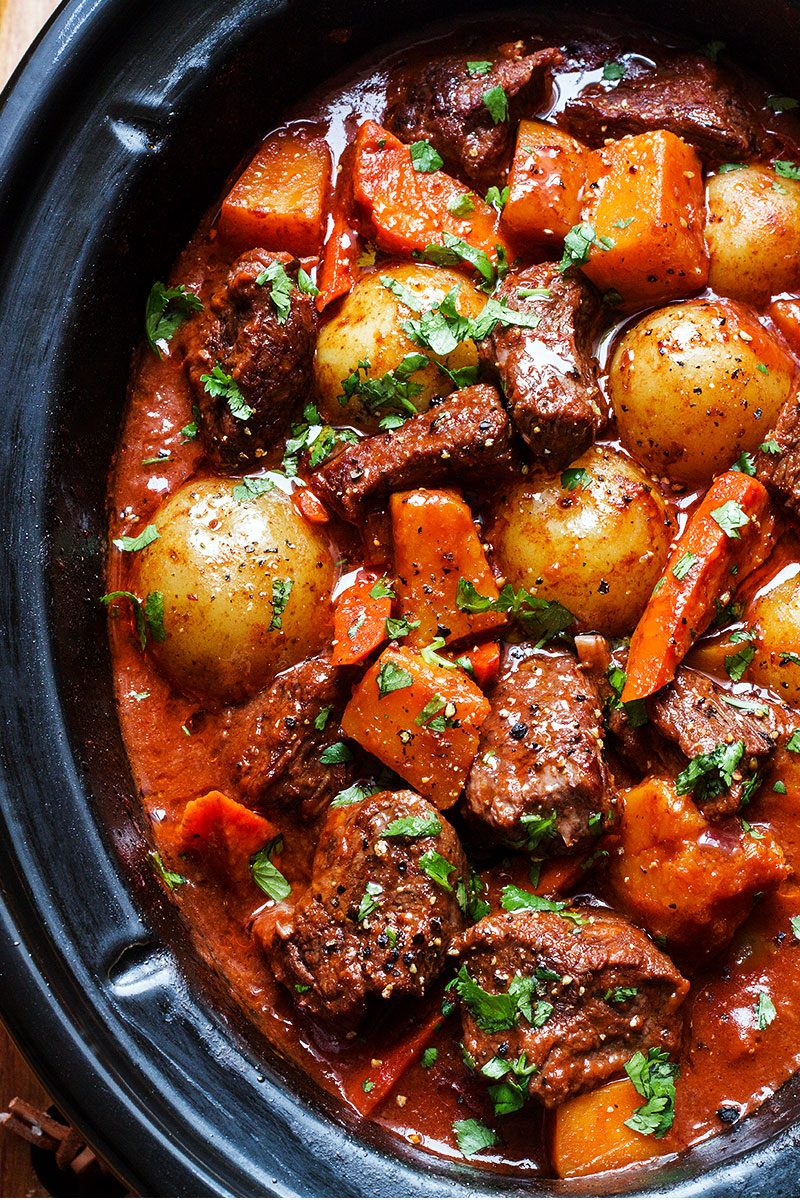 Slow Cooker Beef Stew Recipe with Butternut, Carrot and