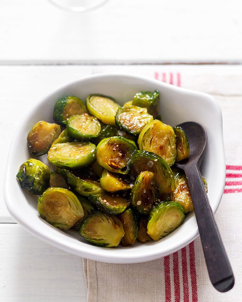 Pan-Roasted Brussel Sprouts in Maple Garlic Butter