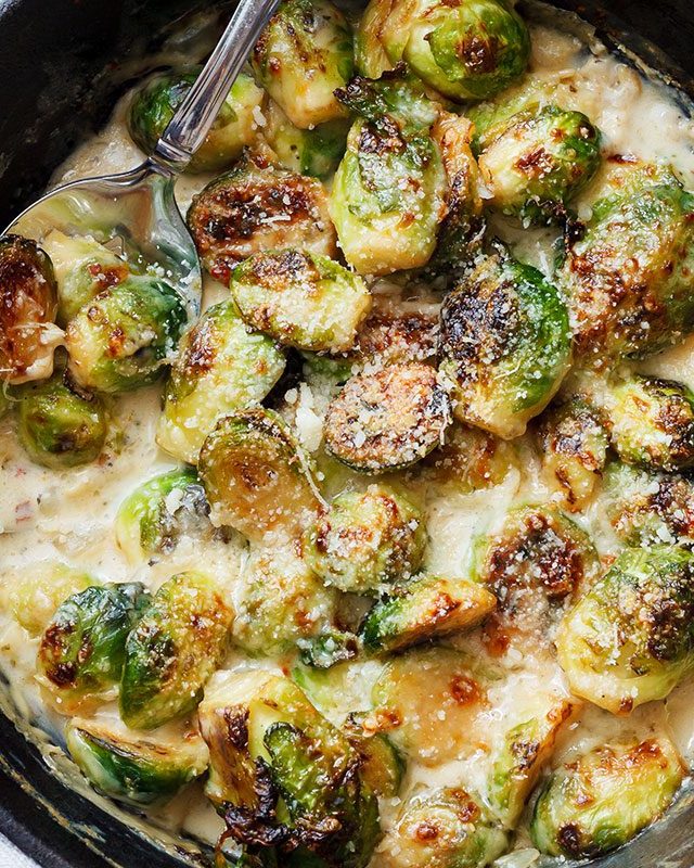 Creamy Brussels Sprouts Gratin - #recipe by #eatwell101 - https://www.eatwell101.com/brussels-sprouts-gratin-recipe