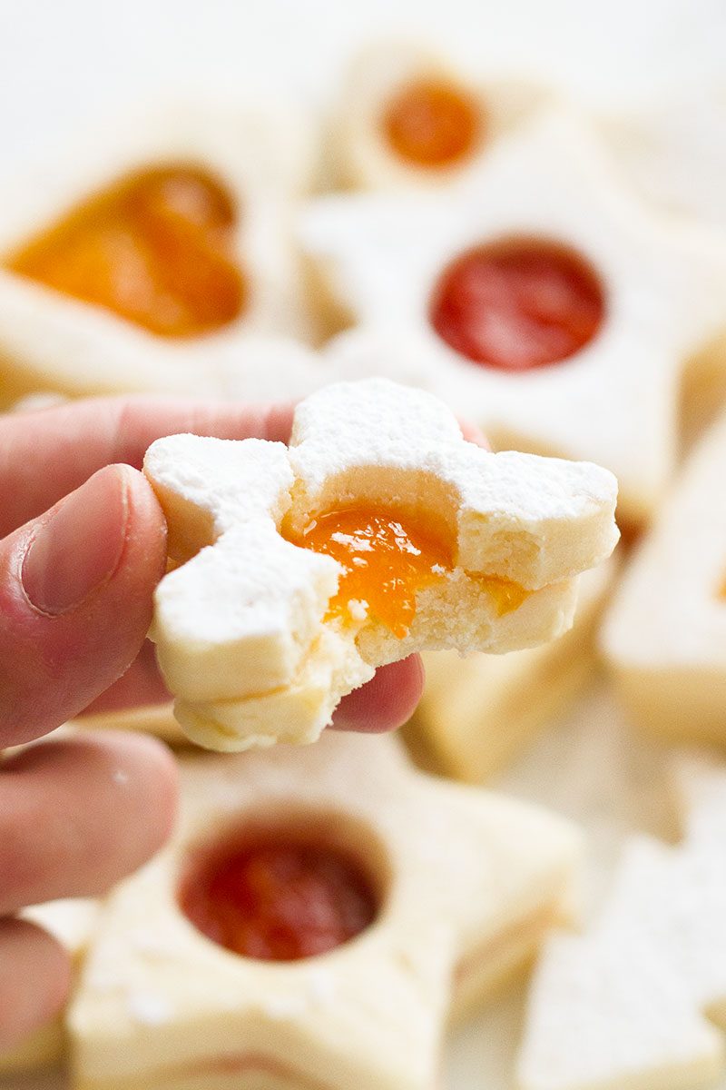 Raspberry and Peach Sugar Cookies — These treats are sure to sweeten up your Christmas, and impress friends at your next cookie swap!