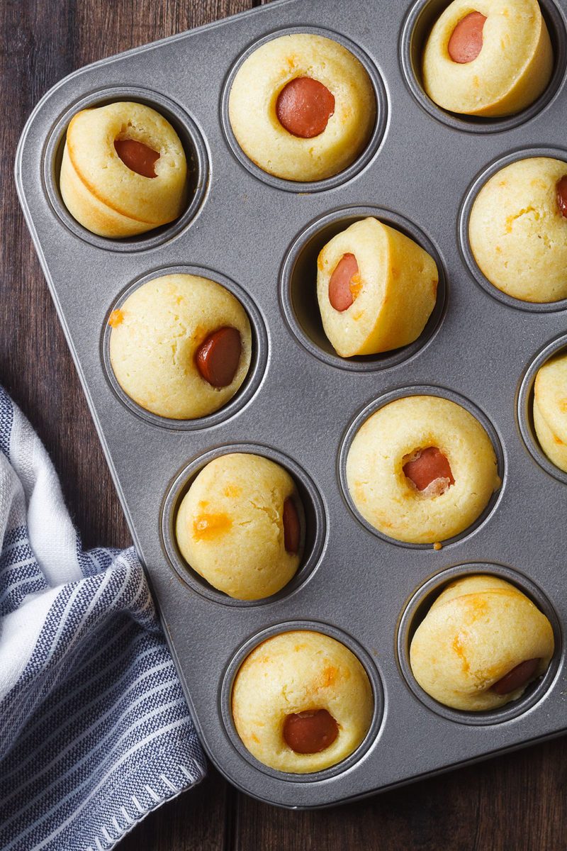 Corn Dog Muffins — Super cute and adorable, a great brunch snack or the perfect appetizer for the big Thanksgiving dinner coming up!