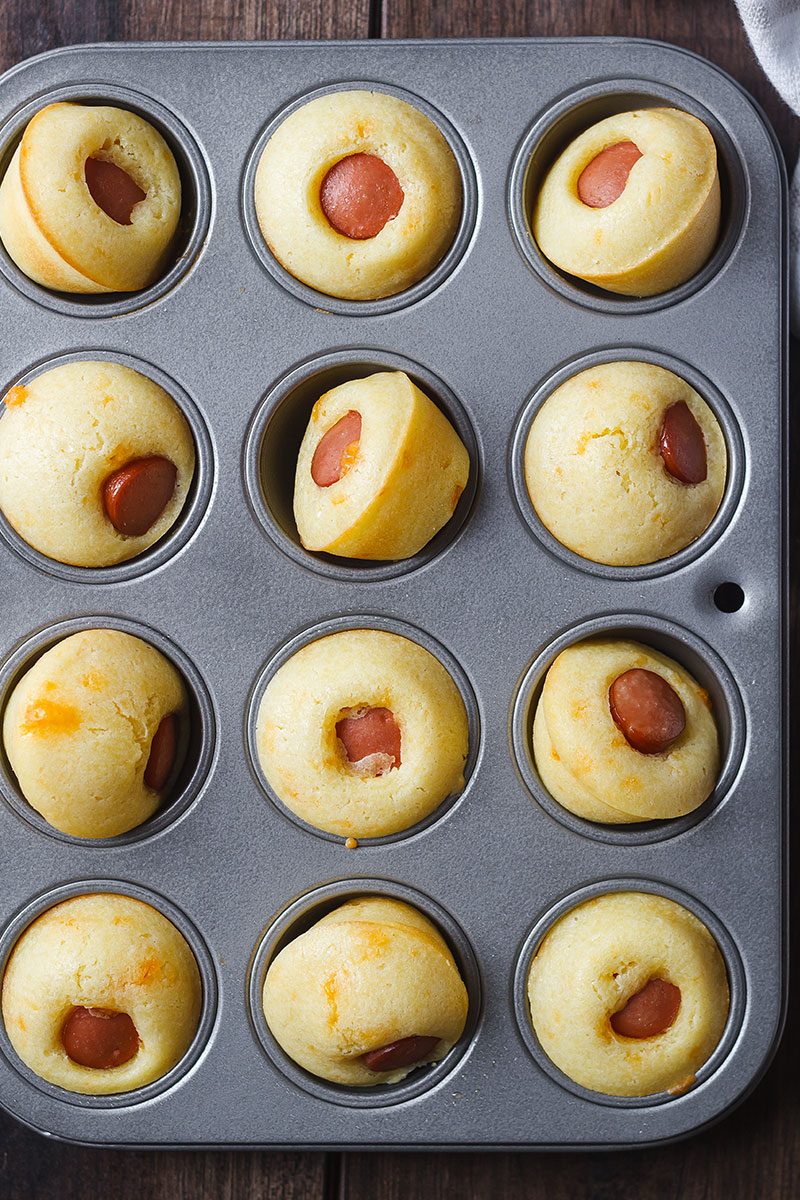 Corn Dog Muffins — Super cute and adorable, a great brunch snack or the perfect appetizer for the big Thanksgiving dinner coming up!
