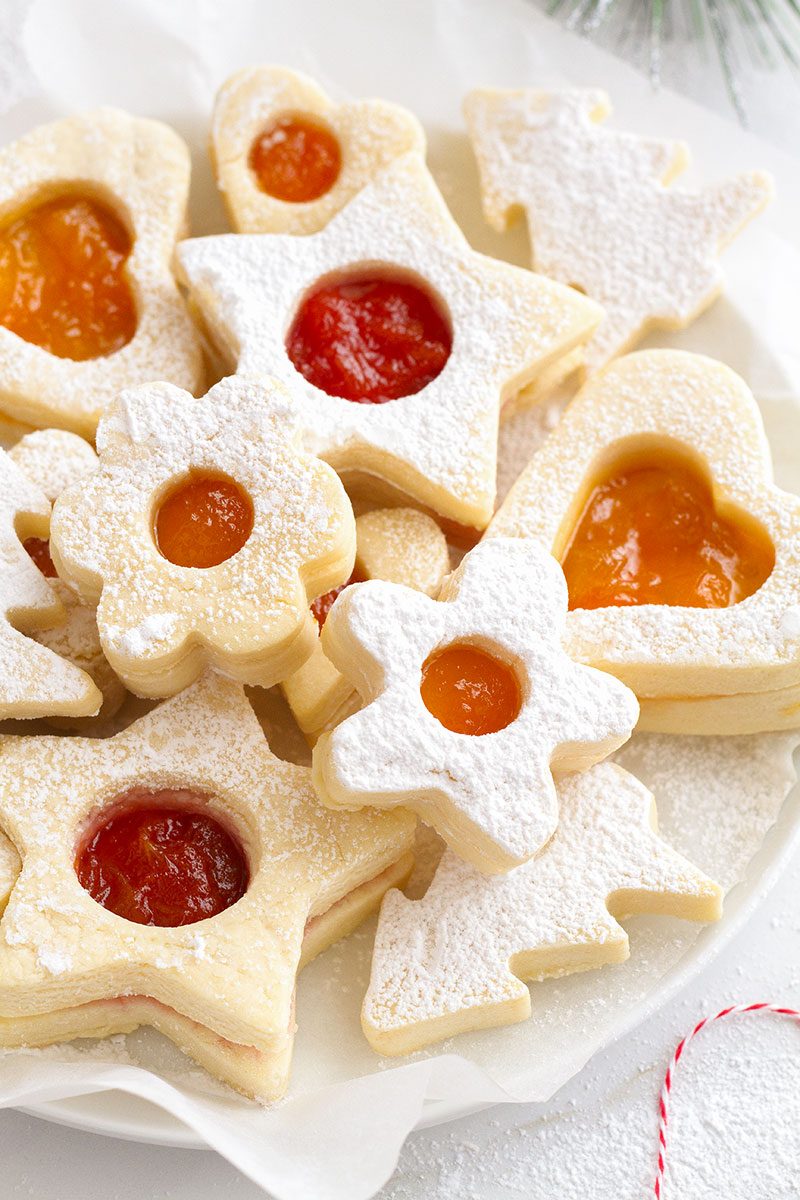 Raspberry and Peach Sugar Cookies — These treats are sure to sweeten up your Christmas, and impress friends at your next cookie swap!