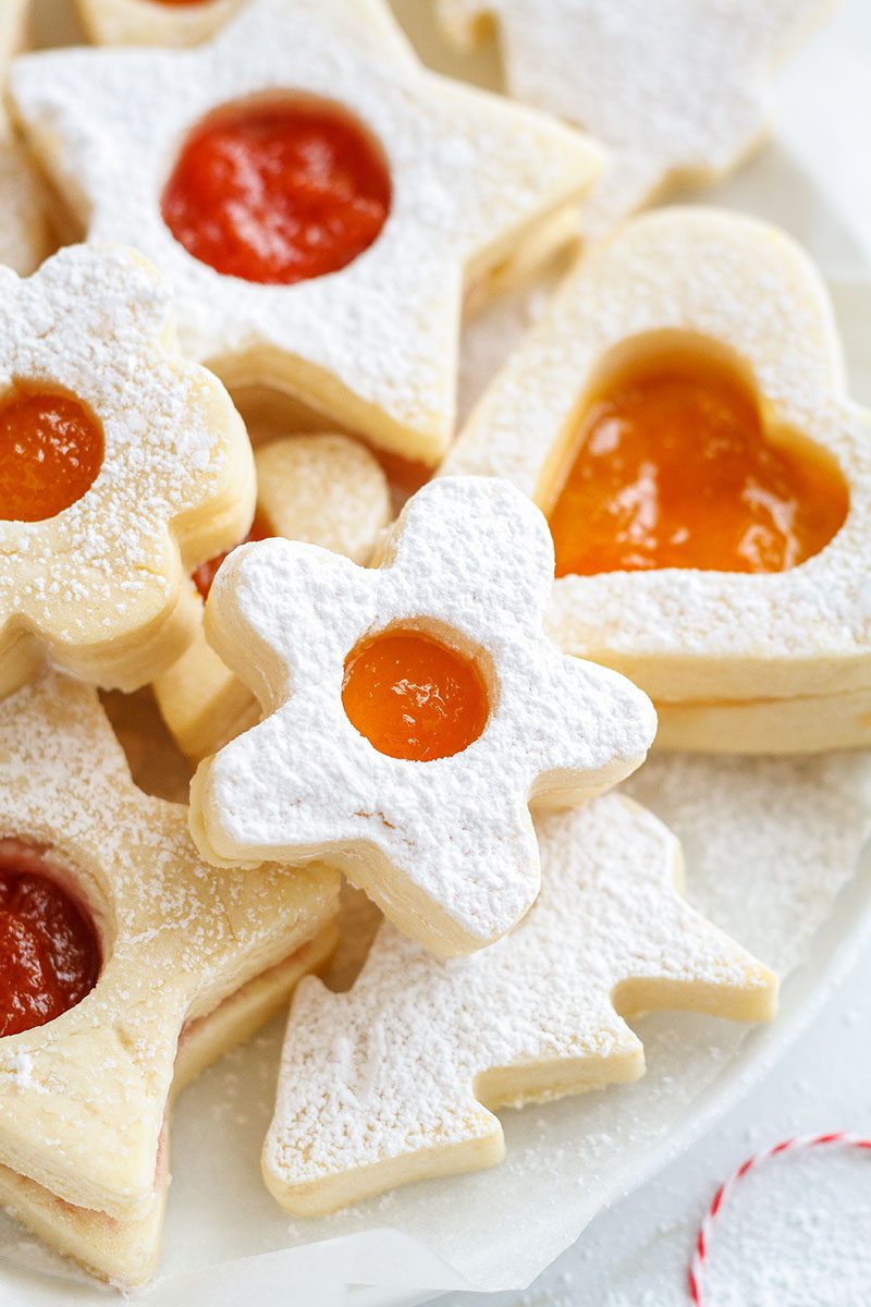 Raspberry and Peach Sugar Cookies — These treats are sure to sweeten up your Christmas, and impress friends at your next cookie swap!