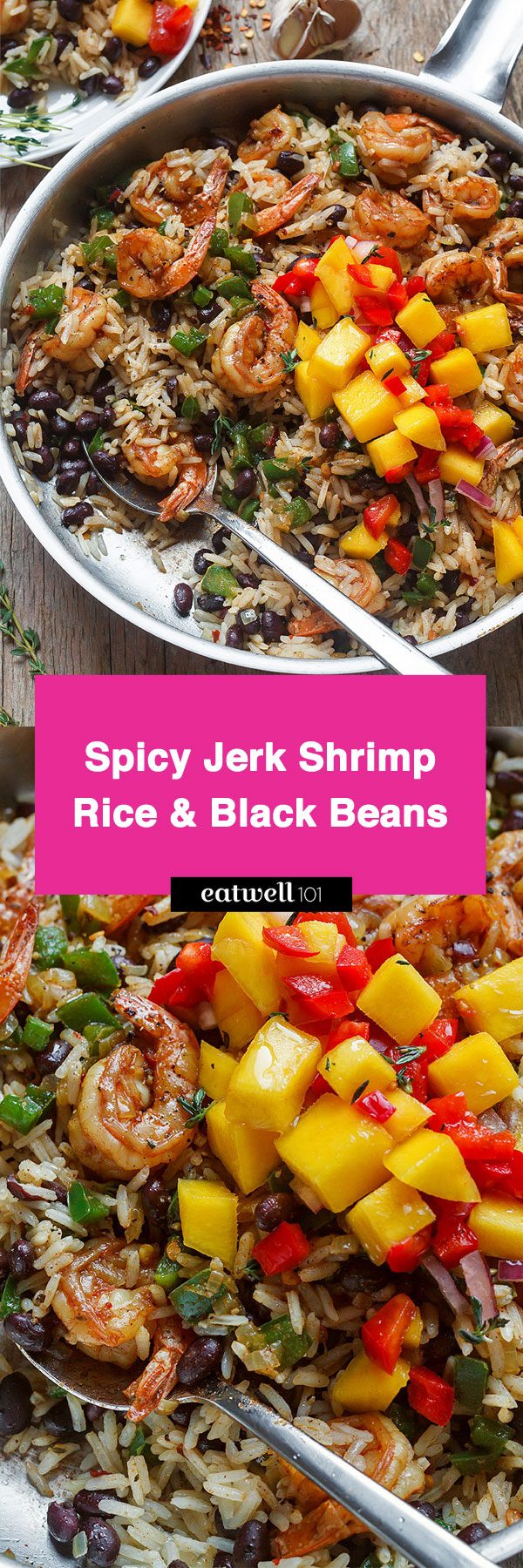 Spicy Jerk Shrimp with Rice and Black Bean – This easy shrimp jerk is super healthy and delicious.