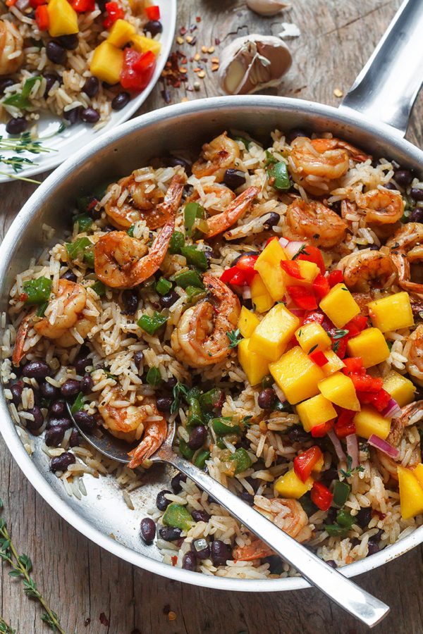 Spicy Jerk Shrimp with Rice and Black Beans - #recipe by #eatwell101 - https://www.eatwell101.com/jerk-shrimp-black-bean-rice