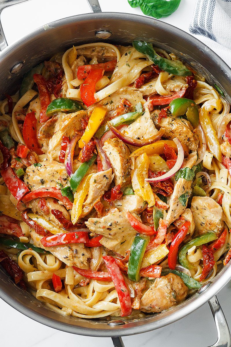 Chicken Pasta in Creamy Pesto Sun-Dried Tomato Sauce â€” Eatwell101