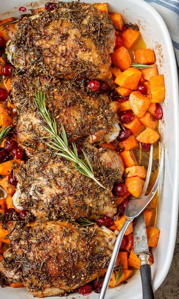 Roasted Turkey Thighs with Garlic Herb Butter