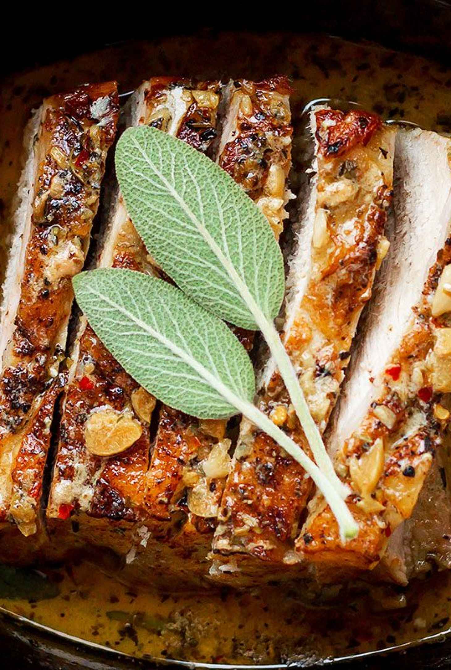 Crockpot Creamy Garlic Pork Loin - #recipe by #eatwell101 - https://www.eatwell101.com/crockpot-pork-loin-recipe