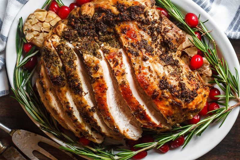 Instant Pot Turkey Breast with Garlic-Herb Butter - #recipe by #eatwell101 - https://www.eatwell101.com/instant-pot-turkey-breast-recipe