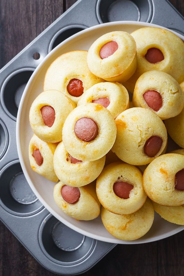 Cheddar Corn Dog Mini Muffins