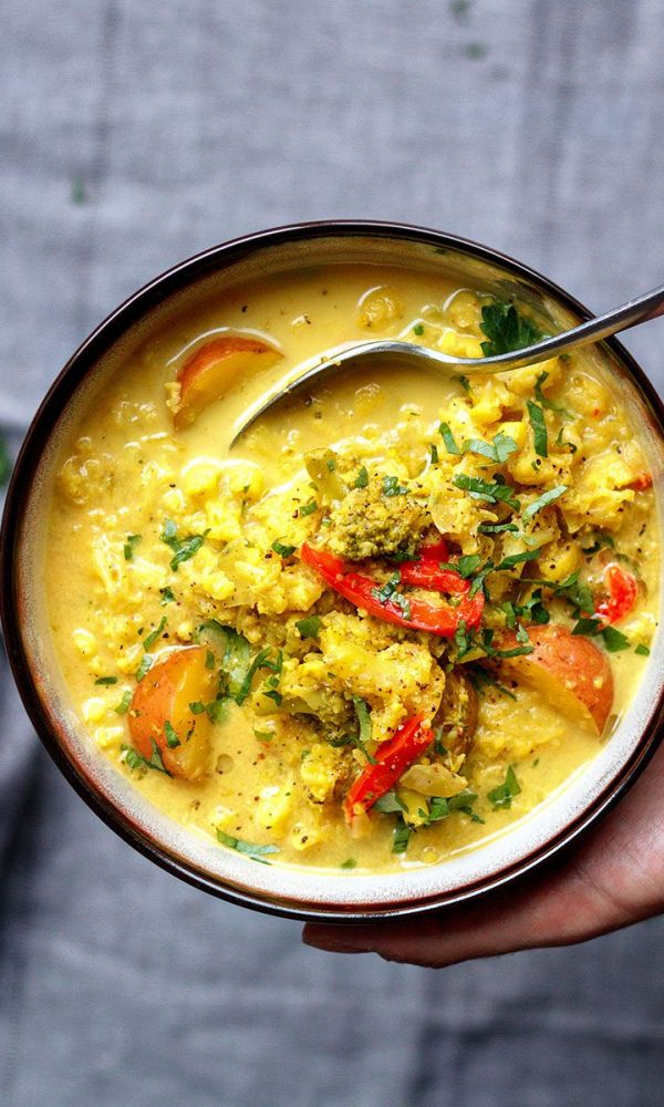 Instant Pot Curried Cauliflower and Broccoli Soup