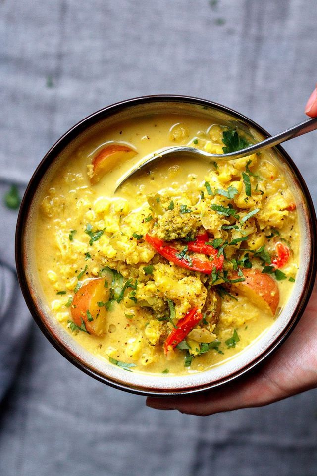 Instant Pot Curried Cauliflower and Broccoli Soup