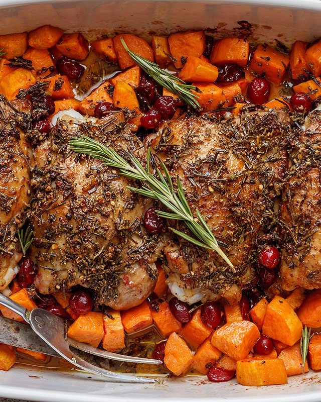 Garlic-Herb Butter Roasted Turkey Thighs - #recipe by #eatwell101 - https://www.eatwell101.com/roasted-turkey-thighs-recipe