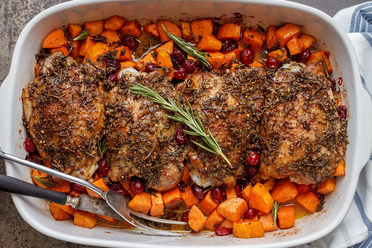 Roasted Turkey Thighs with Garlic Herb Butter