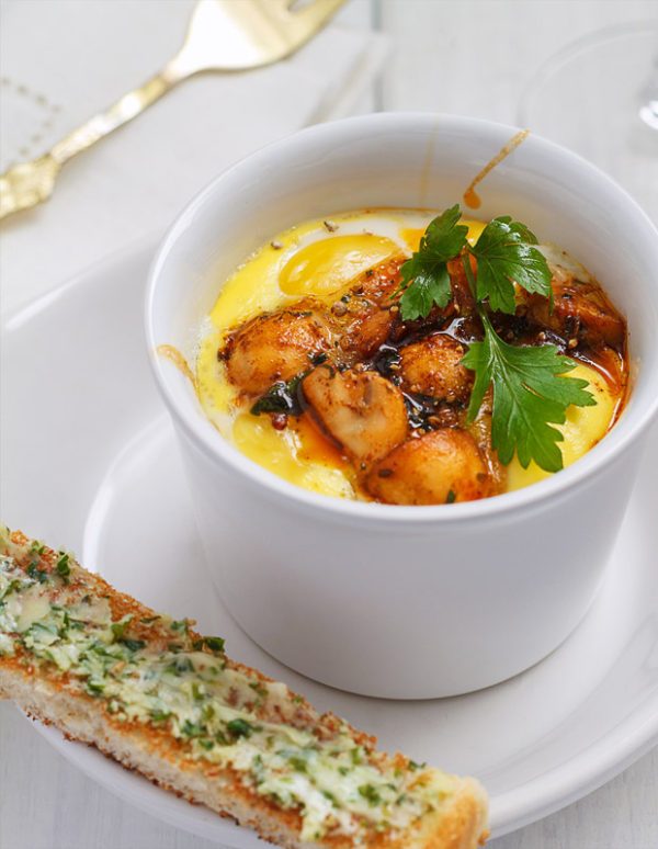 Baked Eggs and Mushrooms Cocottes