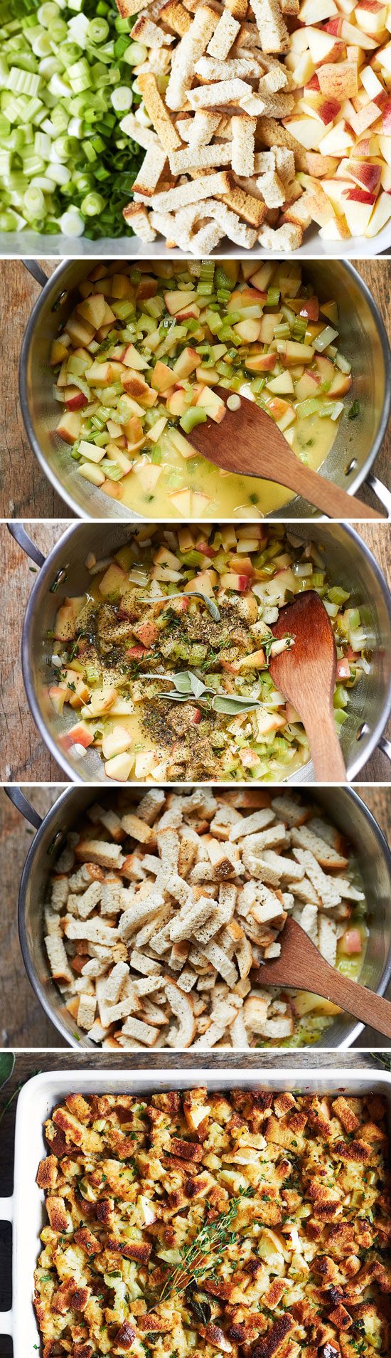 Thanksgiving Apple Sage Stuffing - #thanksgiving #recipe #eatwell101 - Crisp and moist - Your guests will literally stuff themselves.