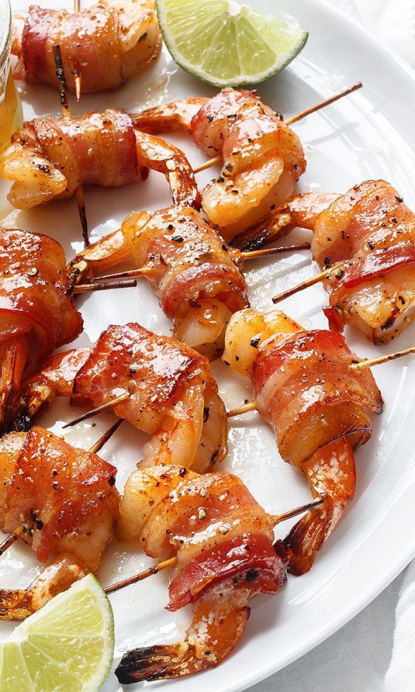 Honey-garlic Bacon Wrapped Shrimp