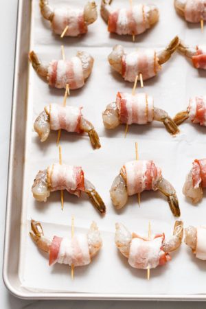 Honey-garlic Bacon Wrapped Shrimp