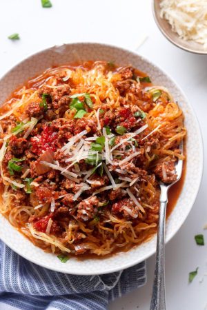 Instant Pot Spaghetti Squash with Meat Sauce
