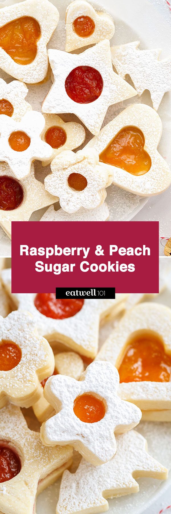 Raspberry and Peach  Sugar Cookies — These treats are sure to sweeten up your Christmas, and impress friends at your next cookie swap!