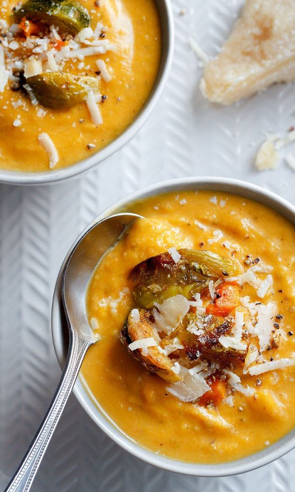 Roasted Butternut Squash and Brussels Sprout Soup