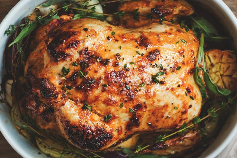 Mayonnaise Roasted Whole Chicken - #recipe by #eatwell101 - https://www.eatwell101.com/oven-roasted-whole-chicken-recipe