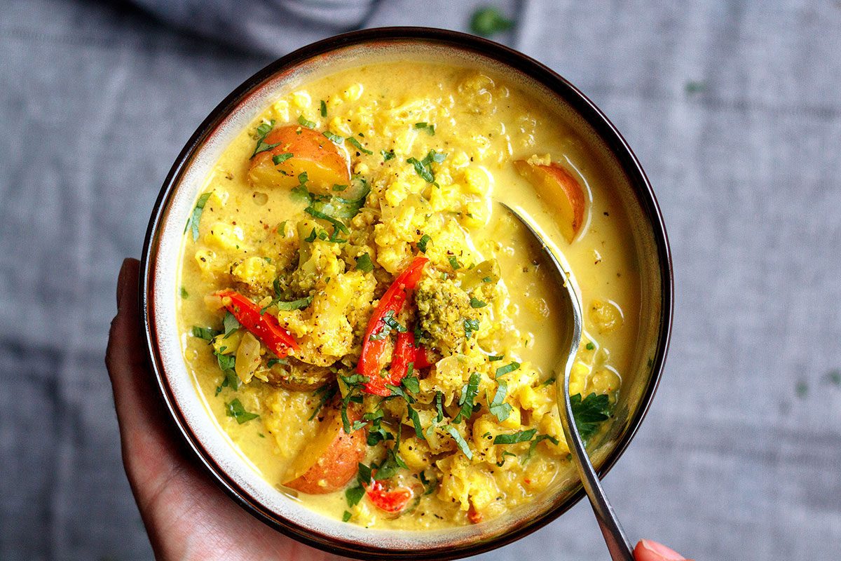 Instant Pot Curried Cauliflower and Broccoli Soup