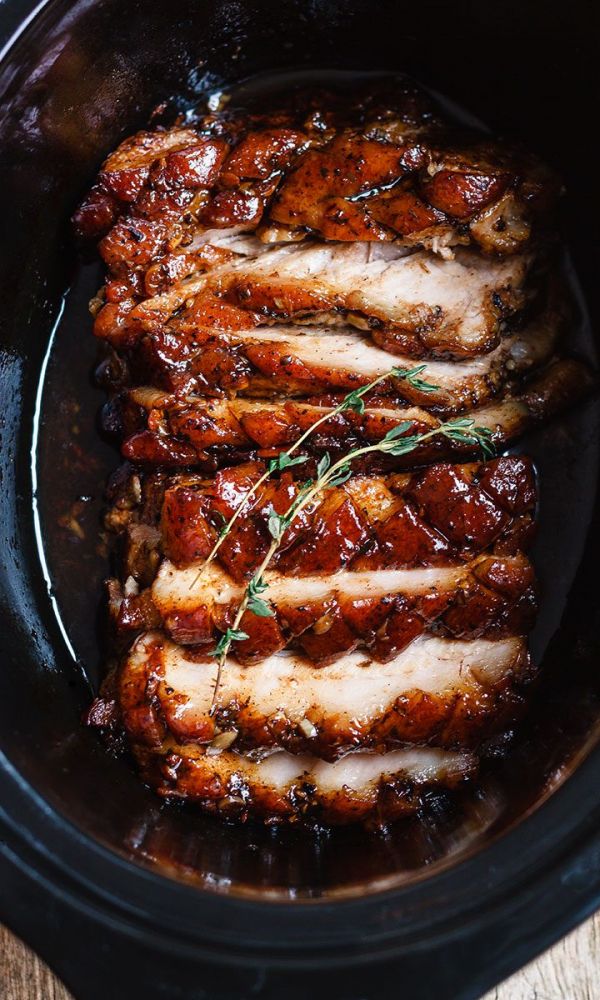 Slow Cooker Pork Belly with Honey Balsamic Glaze