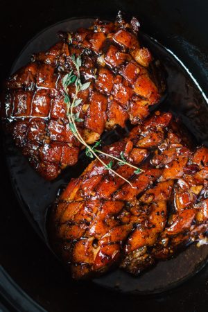 Slow Cooker Pork Belly with Honey Balsamic Glaze