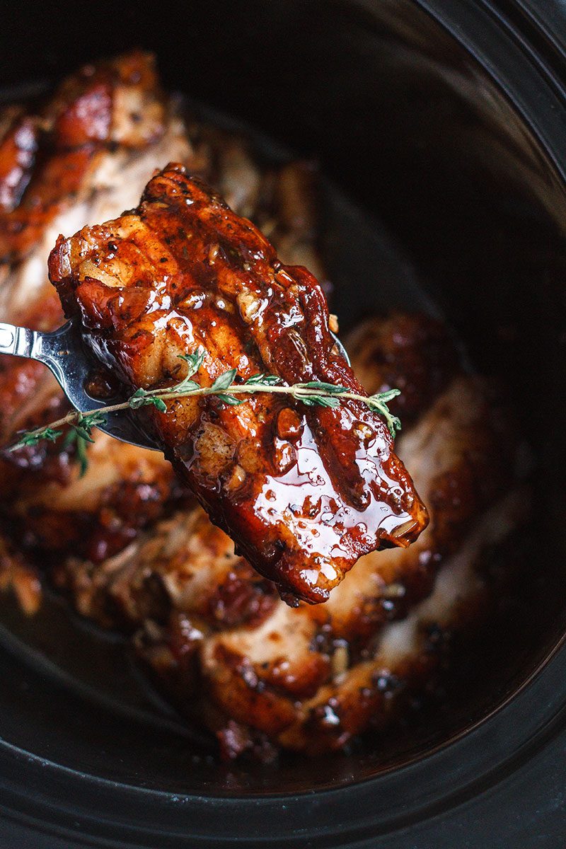 Slow Cooker Pork Belly Recipe With Honey Balsamic Glaze Eatwell101