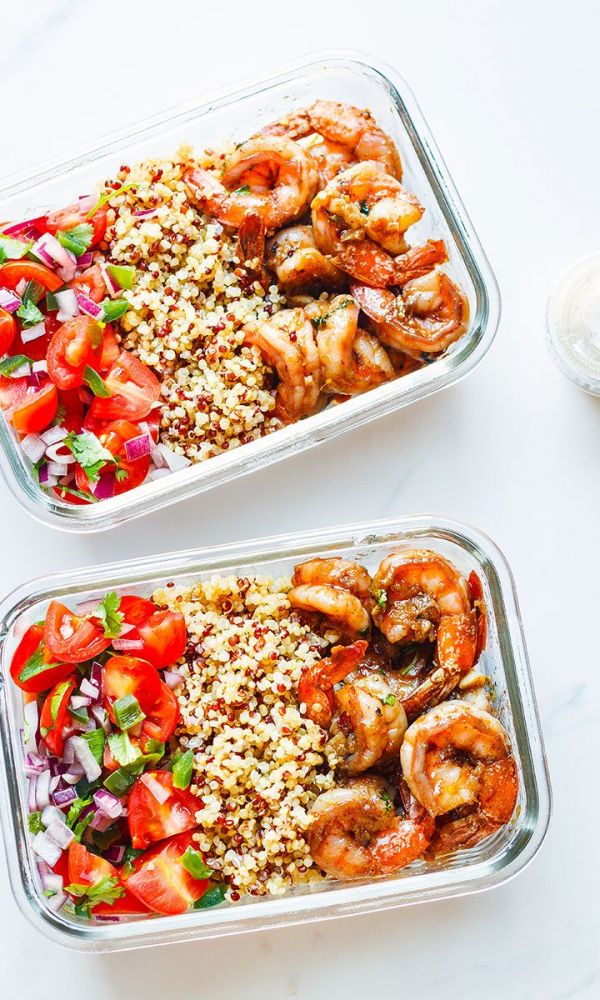 Garlic Ginger Shrimp Meal Prep with Quinoa and Tomato Salsa