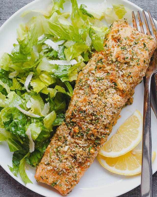 Baked Parmesan Crusted Salmon - #recipe by #eatwell101 - https://www.eatwell101.com/baked-parmesan-salmon-recipe