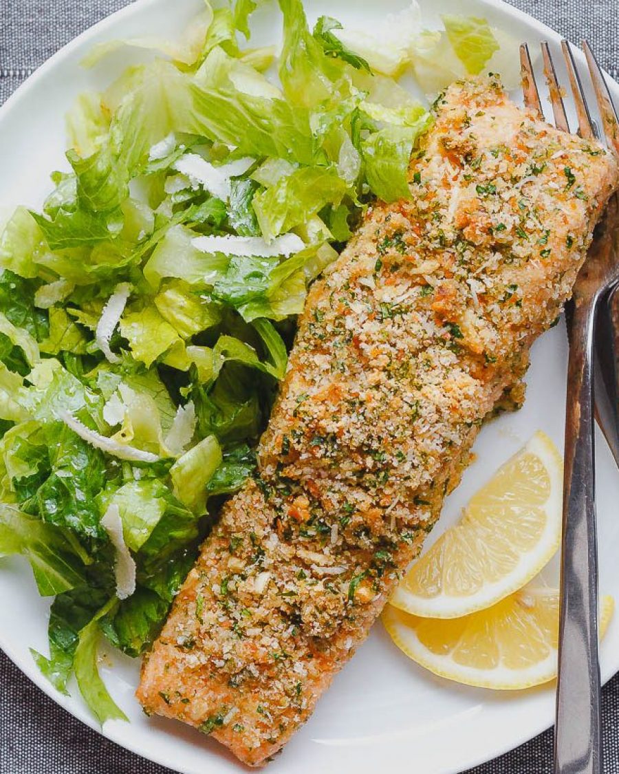 Baked Parmesan Crusted Salmon - #recipe by #eatwell101 - https://www.eatwell101.com/baked-parmesan-salmon-recipe