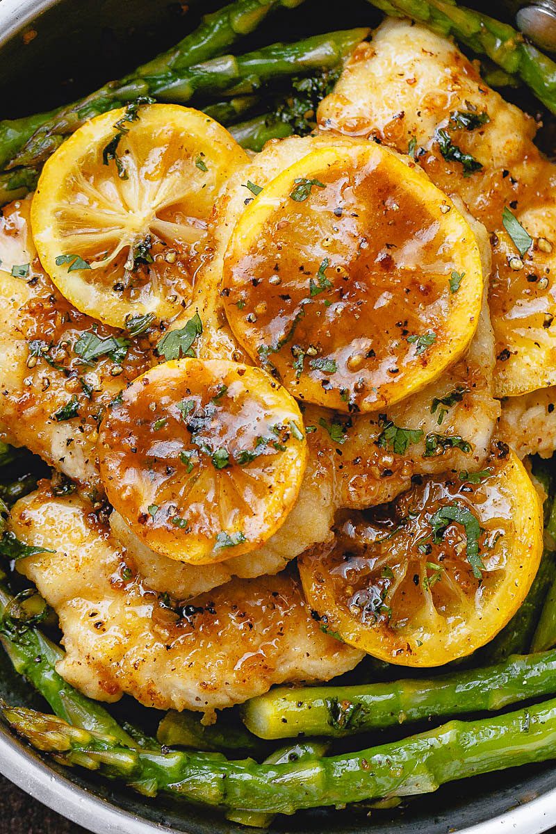 Lemon Butter Chicken with Asparagus - Here’s a delicious, bright recipe for a Spring dinner.